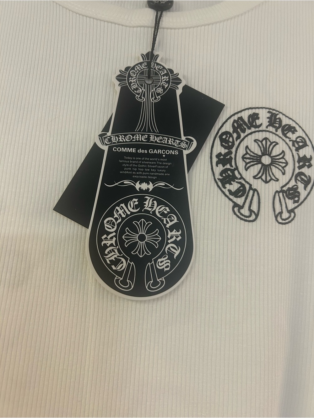 Chrome Hearts White Ribbed Tank with Black Gothic Logo - Picture 3 of 7